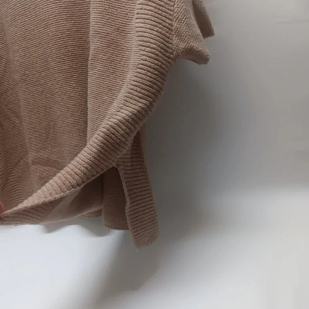 Talbots Ladies Poncho Style‎ Ribbed Camel Pullover Short Sleeve Sweater Medium